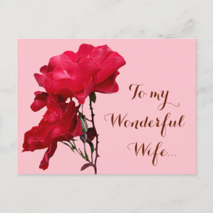 Postal Flores rojas rojas románticas Felices San Valentín
