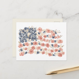 Postal Flores Rojo Blanco Azul