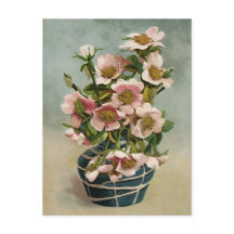 Flores rosa vintage en malla azul