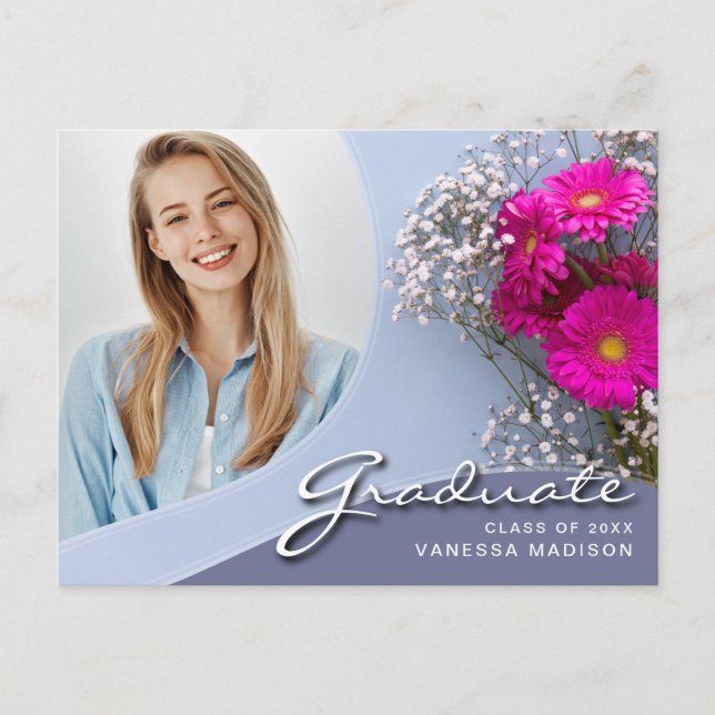 Postal Flores rosadas con guiones elegantes | Grado moder (Anverso)