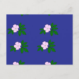 Postal Flores rosadas en azul marino