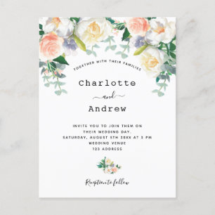 Postal Flores rosadas Rubor eacalyptus sage boda verde