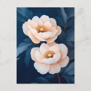 Postal Flores rosadas sonrojadas Arte floral
