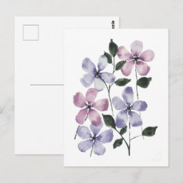 Postal Flores rosadas y azules