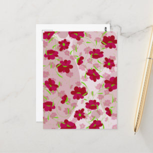 Postal Flores rosadas y rojas - Floral