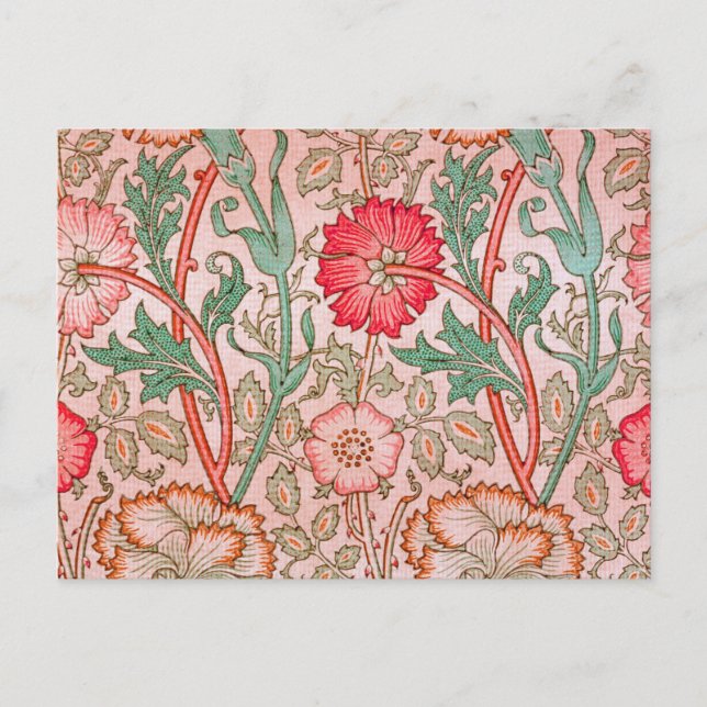 Postal Flores rosas de William Morris (Anverso)