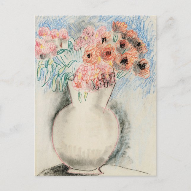 Postal Flores rosas en una bolsa | Christopher Wood (Anverso)