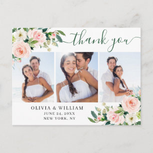 Postal Flores rosas Rubor verde 3 Foto Gracias