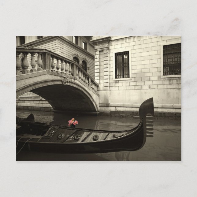 Postal flores rosas y gondola (Anverso)