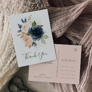 Postal Flores Rubor y Marina   White Gracias Postcard