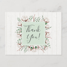 Postal Flores rústicas de algodón del sur en madera graci