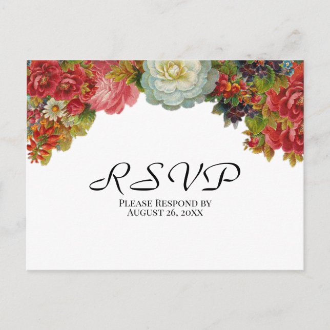 Postal Flores rusticas de época de otoño RSVP (Anverso)
