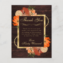 Postal Flores Rústicas de Otoño en Naranja Quemado para Q