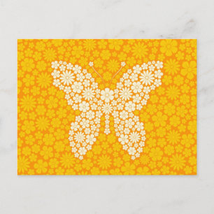 Postal Flores salvajes amarillas mariposa