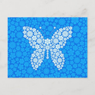 Postal Flores salvajes azules mariposa