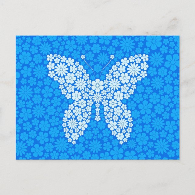 Postal Flores salvajes azules mariposa (Anverso)