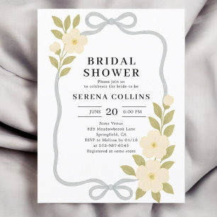 Postal Flores salvajes Blue Bow Bridal Shower