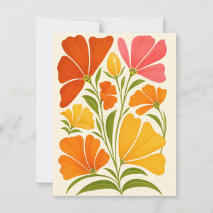 Postal Flores salvajes pintadas a mano