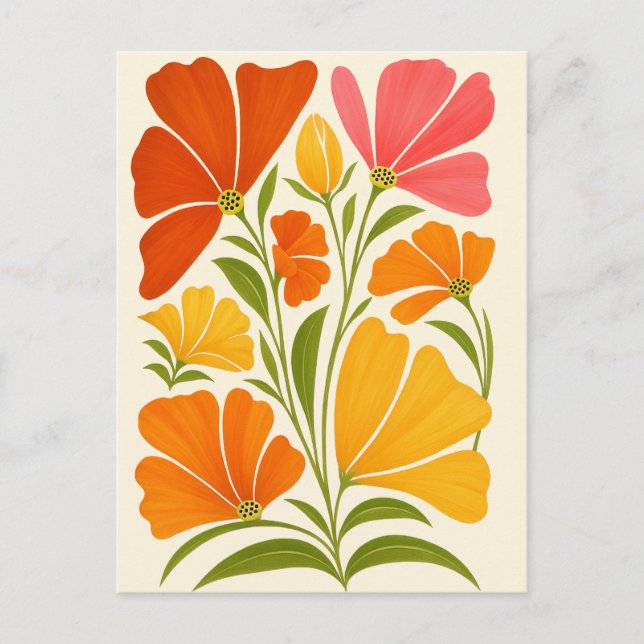 Postal Flores salvajes pintadas a mano (Anverso)