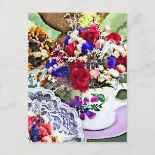 Postal Flores secas en tacitas
