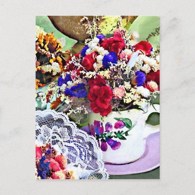 Postal Flores secas en tacitas (Anverso)