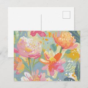 Postal Flores silvestres acuarela