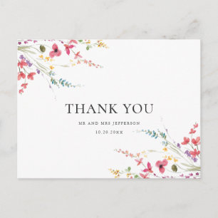 Postal Flores Silvestres Acuarela Elegante Agradecimiento
