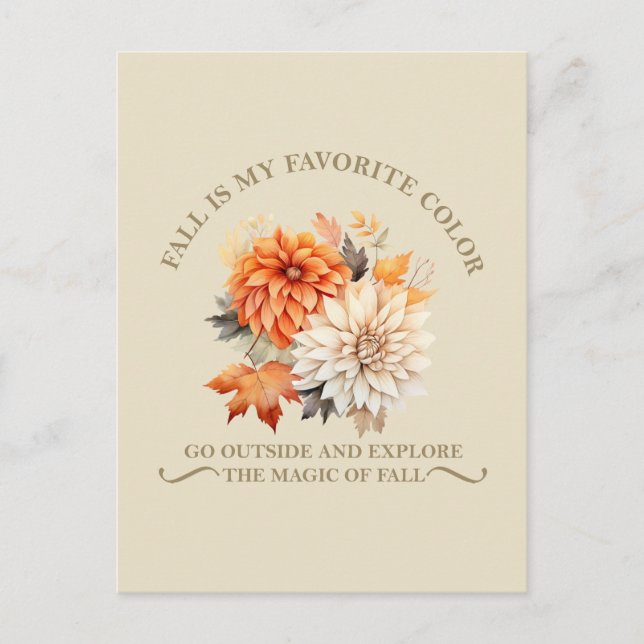 Postal Flores silvestres acuáticas hojas otoño citas de o (Anverso)