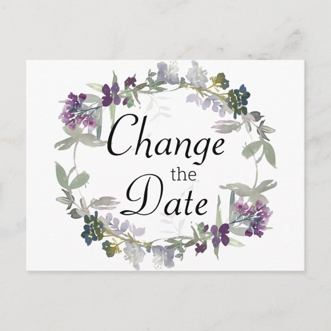 Postal Flores silvestres acuáticas Lavanda cambiar la fec (Anverso)