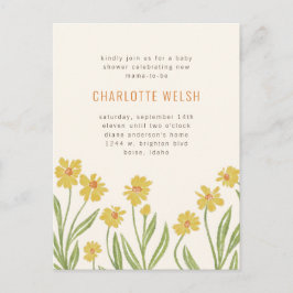 Postal Flores silvestres amarillas Género Baby Shower neu