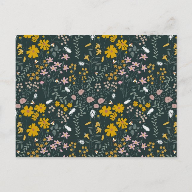 Postal Flores silvestres bohemias de mostaza (Anverso)