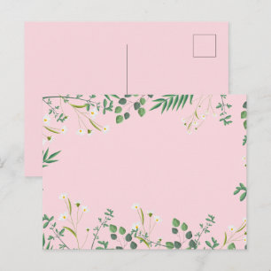 Postal Flores Silvestres con Boda Rosa