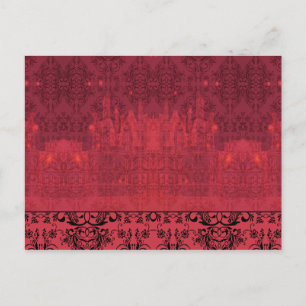 Postal Flores silvestres Damask, el CASTILLO ANGEL en roj