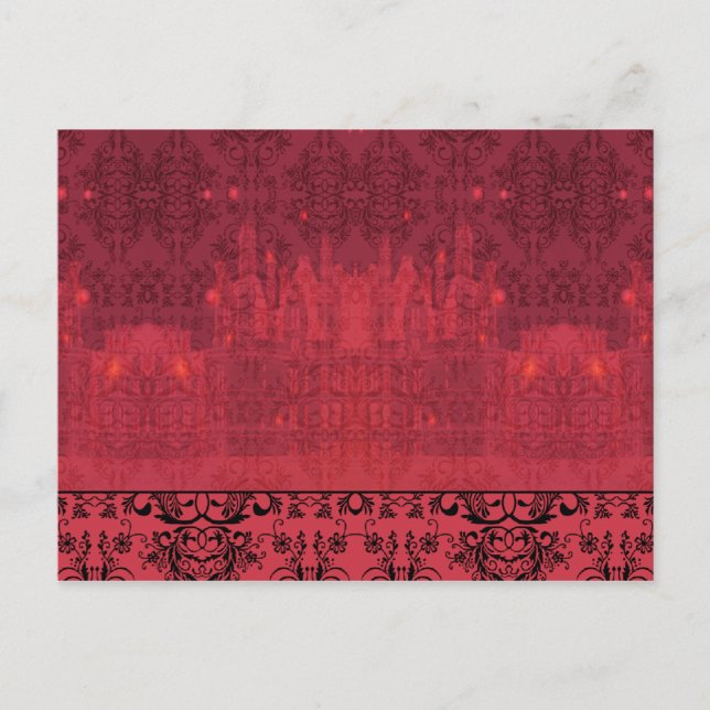 Postal Flores silvestres Damask, el CASTILLO ANGEL en roj (Anverso)