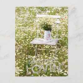 Postal Flores silvestres de campo de amor de verano + tex