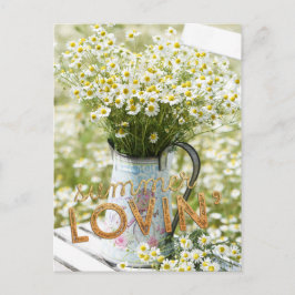 Postal Flores silvestres de campo de amor de verano + tex