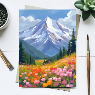Postal Flores silvestres de montaña Paisaje acuarela Natu