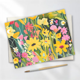 Postal Flores silvestres de primavera | Pintura en acuare