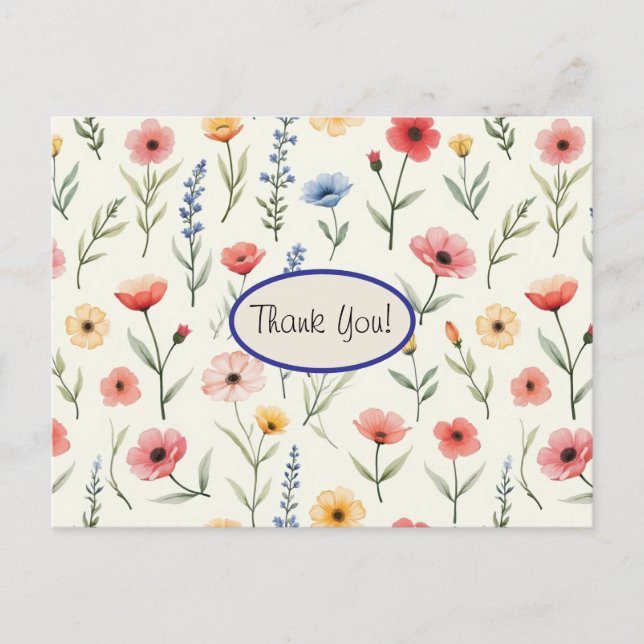 Postal Flores Silvestres de Verano Gracias (Anverso)