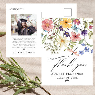Postal Flores silvestres Floral Foto Graduación Gracias