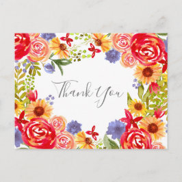 Postal Flores silvestres florales de CartãoGracias