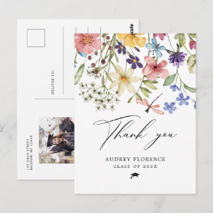 Postal Flores silvestres Foto floral Graduación Gracias