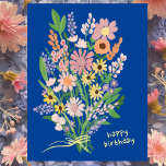 Postal Flores silvestres Gouache pintado a mano Feliz cum<br><div class="desc">Un diseño perfecto, sencillo y bonito para una postal de cumpleaños divertida. ¡La mano hizo arte para ti! ¡TODO PERSONALIZABLE! Haga clic en "Personalizar" para editar el texto. Haga clic en "editar usando la herramienta de diseño" para ajustar las fuentes, colores y colocaciones. ¡GRACIAS POR APOYAR A LOS ARTISTAS INDEPENDIENTES!...</div>