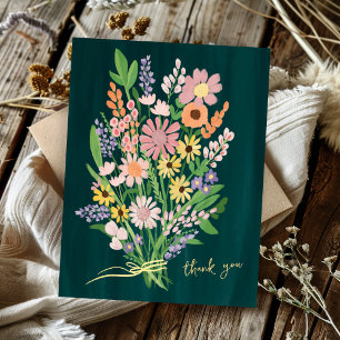 Postal Flores Silvestres Pintadas a Mano Acuarela Colorid