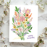 Flores Silvestres Pintadas a Mano Gouache Feliz Cu