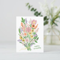 Flores Silvestres Pintadas a Mano Gouache Feliz Cu