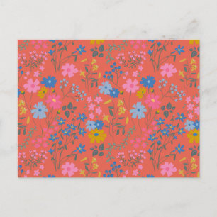 Postal Flores Silvestres Rojas Boho Modernas