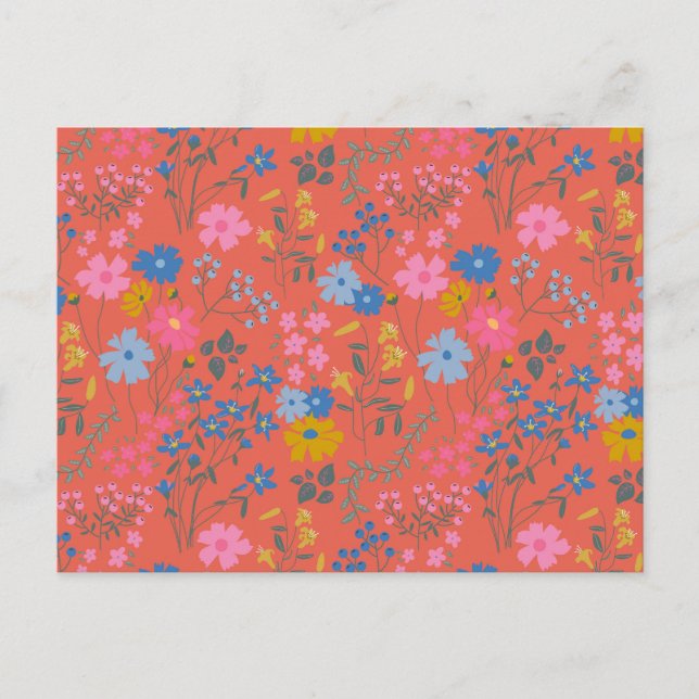 Postal Flores Silvestres Rojas Boho Modernas (Anverso)