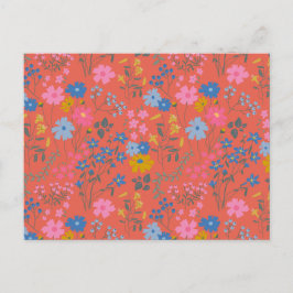 Postal Flores silvestres rojas modernas Boho