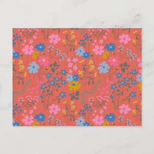 Postal Flores silvestres rojas modernas Boho